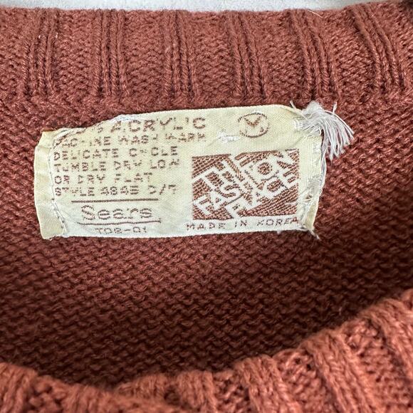 Women's Vintage Sears The Fashion Place Dark Brown Button Up Acrylic Cardigan M - Picture 4 of 5